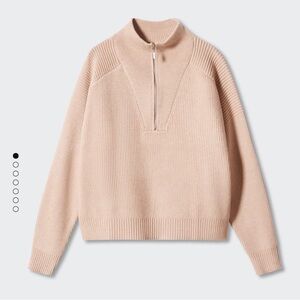 Mango tan quarter zip sweater
